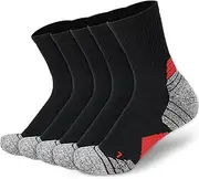 [OUROO] Men’s Athletic Crew Socks Cushioned Sports Running Quarter Socks Breathable Calf Socks 5 Pairs