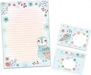 Writing Paper Set Letter Pad with Envelope for Boys Girls Children Owl Pink Blue (A4 Pad with 25 Sheets + 15 Envelopes)