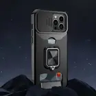 FOR iPhone 14 13 Pro 12 11 XR XS 8 Plus SE Case Camera Slide Stand Armor Cover
