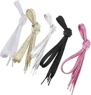 [Ipetboom] 5pcs Colored Shoelaces Shoe Laces for Sneakers Colorful Sparkly Glitter Laces Hot Shoe Lace Rope Silver Shoe Laces Metallic Sparkle Glitter Shoelaces Thick Gold Shoes