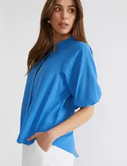 Katies Elbow Sleeve Linen Blend Shirt