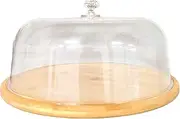 Kitchee 30cm Bamboo Cake Stand + Dome Acrylic Cover - Dessert Display Plate
