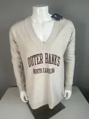CHAMPION Men’s V Neck Sweater Size Medium ( OUTER BANKS NC ) Beige