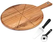Pizza Peel 12 Inch, Acacia Pizza Paddle With Pizza Cutter,Kitchen Essential Baking Tool Accessories for Pizza Bread Pie.