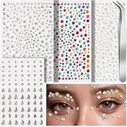 Face Gems Self Adhesive Pearls for Makeup, Festival Jewels, Hair Gems, Glitter Temporary Tattoos, Rhinestone Stickers for Eye, Nail, Body