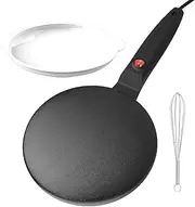 600W Electric Crepe & Pancake Maker - 15s Instant Heat, Auto Temp Control, 7.87" (20cm) Non-Stick Griddle - for Pancakes, Cakes, Waffles, Baking Black