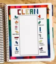 Tetris Clean Chores Clean Dashboard Insert for use w/ Erin Condren Planner