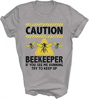 [SDVN] Funny Beekeeper Bee Lover Beekeeping Bees Honey Caution If You See Me Running Gift Unisex Shirt T-Shirt (Sport Grey;2XL)
