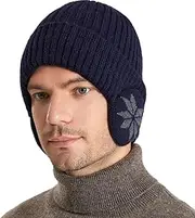 [OZ SMART Australia] Winter Beanie Hat with Warming Ear-Muff Pads, Thermal Fleece Skull Cap for Men Women, Black Warm Wool Beanies for Ski Snow Heat – Kid Winter Cap