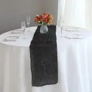 12x108 in BLACK Metallic Tinsel Polyester TABLE RUNNER Party Decorations