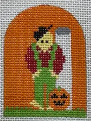 Hand-painted HALLOWEEN SCARECROW & PUMPKIN Needlepoint Canvas mono 13.5 HA20