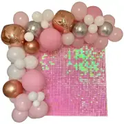 25 Pcs Pack Shimmer Wall Backdrop Sequin Panels Iridescent Light Pink for Bir...