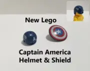 Lego Captain American Shield & Helmet Star Red White Blue Weapon Set Hero Gear