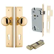Cambridge Knob Stepped Backplate Entrance Kit w Lock K/T