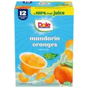 Dole Fruit Bowls Mandarin Oranges in 100% Juice Snacks, 4oz 12 Total Cups, Gl...
