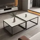 2PCS Rectangle Marble Coffee Table Display Stand Anti-stain Nesting Accent Table