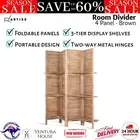 Wooden Room Divider Lightweight Screen Privacy Stand Wall Partition 2 Tier Shelf