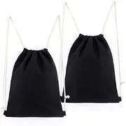 Yingkor 2-Pack Cotton Canvas Drawstring Backpack Gym Sackpack
