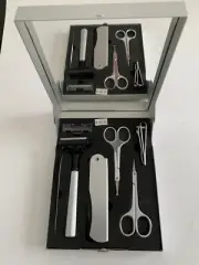 Men Travel Shaver Set in Case with 2 Scissors 1 Beard Razor 1 nail clipper