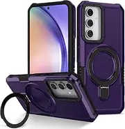 [YOUULAR] Stand Phone Case for Samsung Galaxy A54 5G Hard PC+Soft TPU+Fulcrum Bracket Case Shockproof Anti-Drop Protective Phone Cover Samsung A54 5G Military Cases Bult-in Hidden Bracket Dark Purple