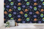 3D Planet Cartoon Space Pattern Wallpaper Wall Murals Removable Wallpaper