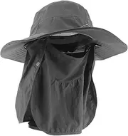 [GANAZONO] Summer Sun Protection Wide Brim Hiking Hat Men's Straw Bucket Cap Outdoor Fishing Sunshade Hat Black