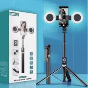 IMOLI SCOPING SELFIE STICK TRIPOD W/ 2 MINI RING LIGHTS PINK 31cm - 170cm- NEW