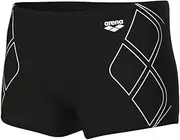 [arena] Men's Graphic Short Swim Trunks, Black-White, 48, Black/White, 48