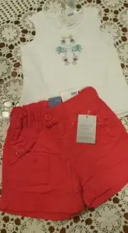 Pumpkin Patch (BNWT) - Frilled Edge Tank & Shorts with Cuffs - Size 0 (6-12mths)