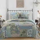 Cotton Patchwork Quilt Set Bedspread Queen Size - Breathable Comforter Floral...