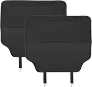 Jubepk Set of 2 Back Seat Cover, Waterproof Car Seat Cover, Sturdy Anti-Kick Mat, Scratch Resistant, Easy to Clean, 15.35inch Ideal Automobile Accessory for Cats, Dogs, Black and Brown