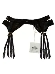 NWT HONEY BIRDETTE BLACK JACQUI GARTER BELT SUSPENDER SMALL