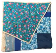 Quilt Handmade Patchwork Lap Throw Floral Wavy Stitch 33x33 New