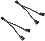 JBtek All Black Sleeved PWM Fan Splitter Cable 1 to 2 Converter, 2 Pack