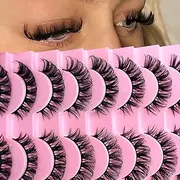 10 Pairs of 3D Artificial Eyelashes Russian False Natural Look Curly Cat Eye Lashes D Curl with Natural Wispy Volume Cat Eye Eyelashes (808)