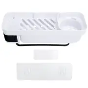 No Drilling Corner Shower Shelf Wall Mounted Bathroom Storage Rack with Towel Hook(White Black )