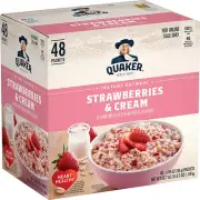 Quaker Instant Oatmeal, Strawberries And Cream, Individual Packets, 48 Count