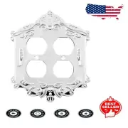 Elegant Victorian Light Switch Cover Plate in Bright Chrome - Double Toggle