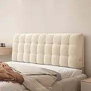 ZZYK Fleece Bed Backboard Reading Pillow Wall Mounted Rectangle Headboard Upholstered Day Bed Backrest Wedge Bolster Removable Headboard Lumbar Cushion,Beige,63x23x2In