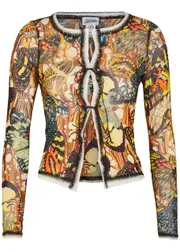 Jean Paul Gaultier Papillon Printed Tulle top - Multicoloured - XS (UK6 / XS) XS (UK6 / XS)