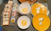 Disney Snoopy Pottery Barn plate cup Bowl + UTENSILS Peanuts Party Disney SET 16