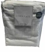 Linea Casa/Sferra Stonewashed Full/Queen Matelasse Coverlet White 100% Ctn NIP