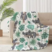 RICKYOUNG Cute Koala Fleece Flannel Lightweight Blankets Plush Microfiber Bedding Throw Blanket for Couch and Bed 60"x50" for Teens