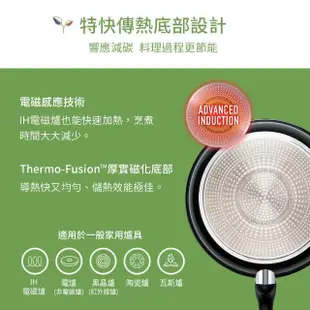 【Tefal 特福】法國製綠生活陶瓷不沾鍋系列28CM平底鍋-曜石黑(適用電磁爐)