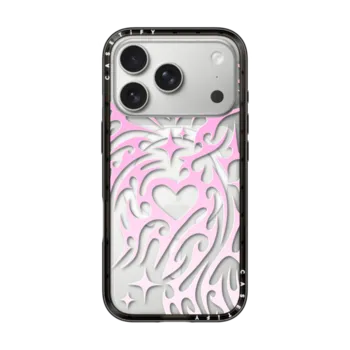 iPhone 17 Pro Compact Case MagSafe Compatible Transparent Cyber Sigil Neotribal Spiky Tribal Tattoo Heart Sparkle Star Pink White Gradient