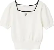 CELFORD(セルフォード) Cellford CWNT252063 Women's Embroidered Square Neck Knit Pullover