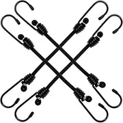 Alipis 4pcs Motorcycle Strap Tarp Clips with Bungee Cords Tie Down Straps with Hooks Tarp Clips and Bungee Cords Bungee Clips Bungee Cord Ends Carabiner with Strap Rubber Black