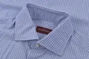 Luciano Barbera NWT Dress Shirt Size 39 In Light Blue Small Plaid Cotton