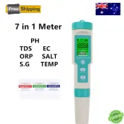 7 In 1 Digital Salinity PH EC TDS TEMP SG ORP Tester Water Quality Monitor Meter