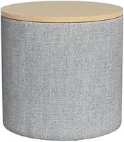 Artiss Storage Ottoman Blanket Box 40cm Foot Stool Coffee Table Linen Round Grey